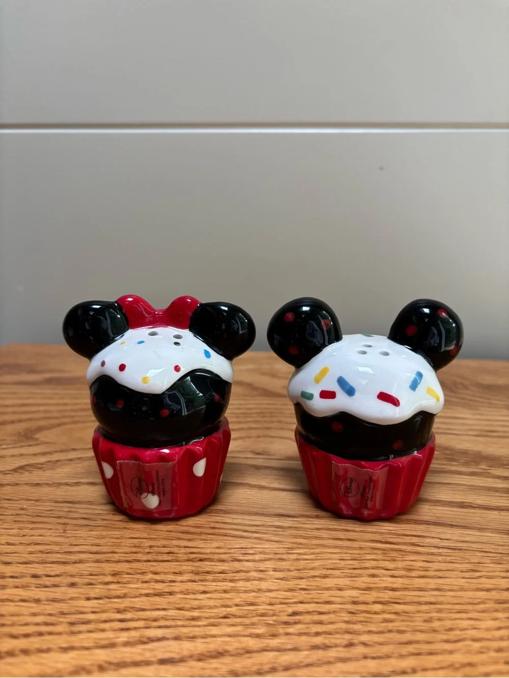 Mickey and Minnie Mouse Cupcake Salt & Pepper Shakers